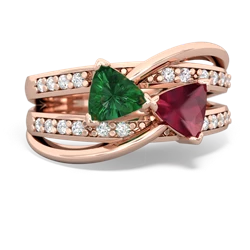 Lab Emerald Bowtie 14K Rose Gold ring R2360