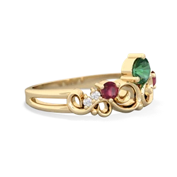 Lab Emerald Crown Keepsake 14K Yellow Gold ring R5740