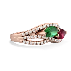 Lab Emerald Diamond Rivers 14K Rose Gold ring R3070