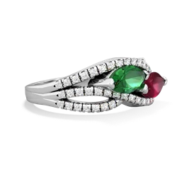 Lab Emerald Diamond Rivers 14K White Gold ring R3070