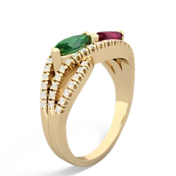 Lab Emerald Diamond Rivers 14K Yellow Gold ring R3070