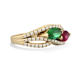 Lab Emerald Diamond Rivers 14K Yellow Gold ring R3070