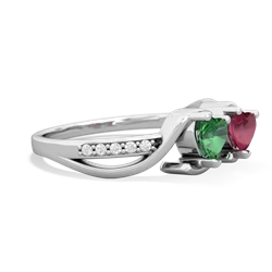 Lab Emerald Side By Side 14K White Gold ring R3090