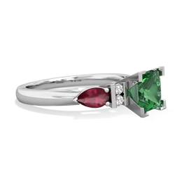 Lab Emerald 6Mm Princess Eternal Embrace Engagement 14K White Gold ring C2002