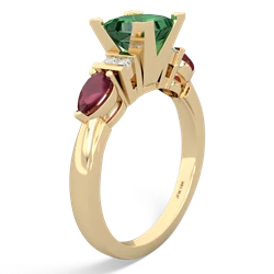 Lab Emerald 6Mm Princess Eternal Embrace Engagement 14K Yellow Gold ring C2002