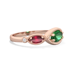 Lab Emerald Milgrain Marquise 14K Rose Gold ring R5700