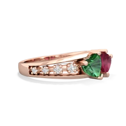 Lab Emerald Heart To Heart 14K Rose Gold ring R3342