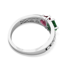 Lab Emerald Heart To Heart 14K White Gold ring R3342