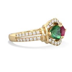 Lab Emerald Art-Deco Keepsake 14K Yellow Gold ring R5630