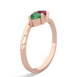 Lab Emerald Sweethearts 14K Rose Gold ring R5260