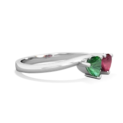 Lab Emerald Sweethearts 14K White Gold ring R5260