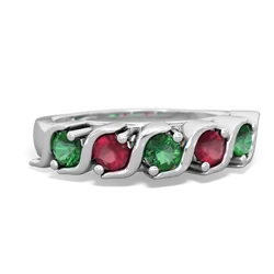 Lab Emerald Anniversary Band 14K White Gold ring R2089