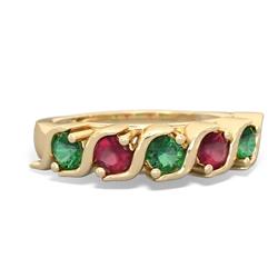 Lab Emerald Anniversary Band 14K Yellow Gold ring R2089