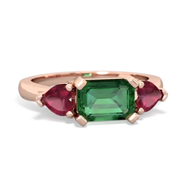 Lab Emerald Three Stone 14K Rose Gold ring R5235