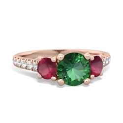 Lab Emerald Pave Trellis 14K Rose Gold ring R5500