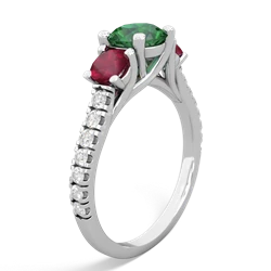 Lab Emerald Pave Trellis 14K White Gold ring R5500