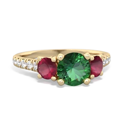 Lab Emerald Pave Trellis 14K Yellow Gold ring R5500