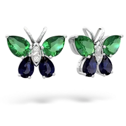 Lab Emerald Butterfly 14K White Gold earrings E2215