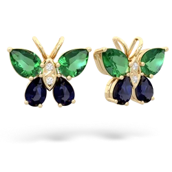 Lab Emerald Butterfly 14K Yellow Gold earrings E2215