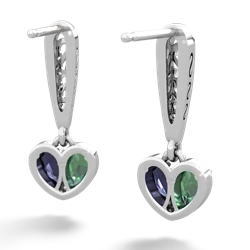 Lab Emerald Filligree Heart 14K White Gold earrings E5070