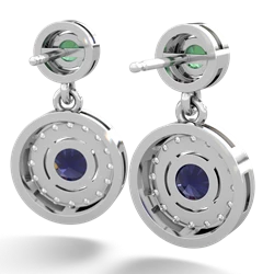 Lab Emerald Halo Dangle 14K White Gold earrings E5319