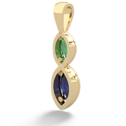 Lab Emerald Antique-Style Halo 14K Yellow Gold pendant P5700