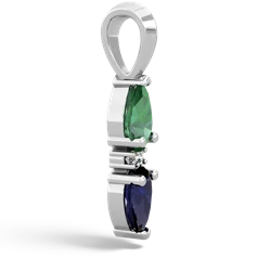 Lab Emerald Bowtie Drop 14K White Gold pendant P0865