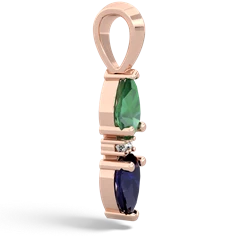 Lab Emerald Bowtie Drop 14K Rose Gold pendant P0865