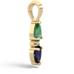 Lab Emerald Bowtie Drop 14K Yellow Gold pendant P0865