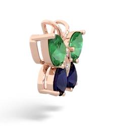 Lab Emerald Butterfly 14K Rose Gold pendant P2215