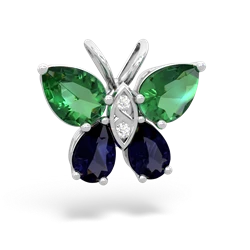 Lab Emerald Butterfly 14K White Gold pendant P2215