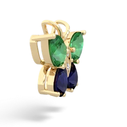 Lab Emerald Butterfly 14K Yellow Gold pendant P2215