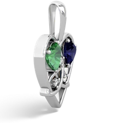 Lab Emerald Celtic Trinity Heart 14K White Gold pendant P5331