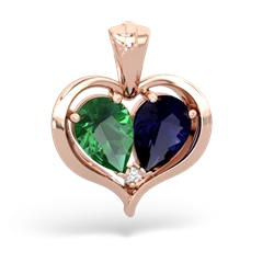 Lab Emerald Two Become One 14K Rose Gold pendant P5330