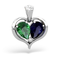 Lab Emerald Two Become One 14K White Gold pendant P5330