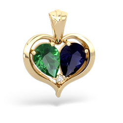 Lab Emerald Two Become One 14K Yellow Gold pendant P5330