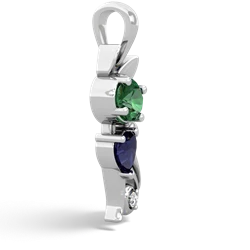 Lab Emerald Kitten 14K White Gold pendant P5780