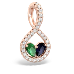 Lab Emerald Pave Twist 'One Heart' 14K Rose Gold pendant P5360