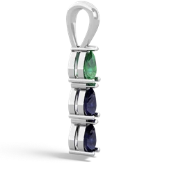 Lab Emerald Dew Drops 14K White Gold pendant P2251