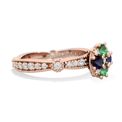 Lab Emerald Sparkling Tiara Cluster 14K Rose Gold ring R26293RD