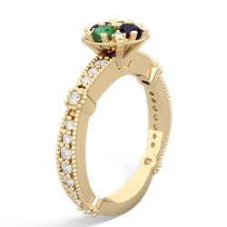 Lab Emerald Sparkling Tiara Cluster 14K Yellow Gold ring R26293RD