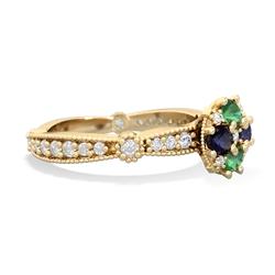 Lab Emerald Sparkling Tiara Cluster 14K Yellow Gold ring R26293RD