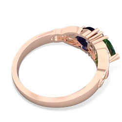 Lab Emerald Celtic Knot Double Heart 14K Rose Gold ring R5040