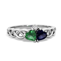 Lab Emerald Heart To Heart Braid 14K White Gold ring R5870