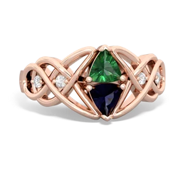 Lab Emerald Keepsake Celtic Knot 14K Rose Gold ring R5300