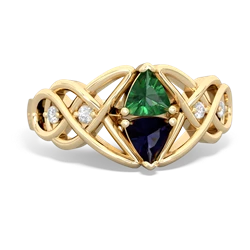 Lab Emerald Keepsake Celtic Knot 14K Yellow Gold ring R5300