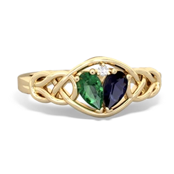 Lab Emerald Celtic Love Knot 14K Yellow Gold ring R5420