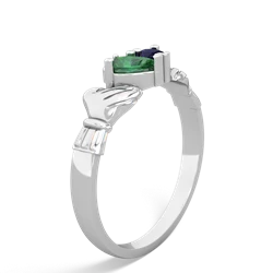 Lab Emerald 'Our Heart' Claddagh 14K White Gold ring R2388