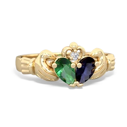 Lab Emerald 'Our Heart' Claddagh 14K Yellow Gold ring R2388