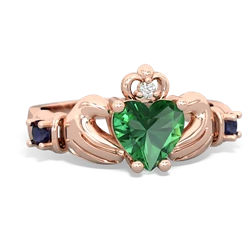 Lab Emerald Claddagh Keepsake 14K Rose Gold ring R5245
